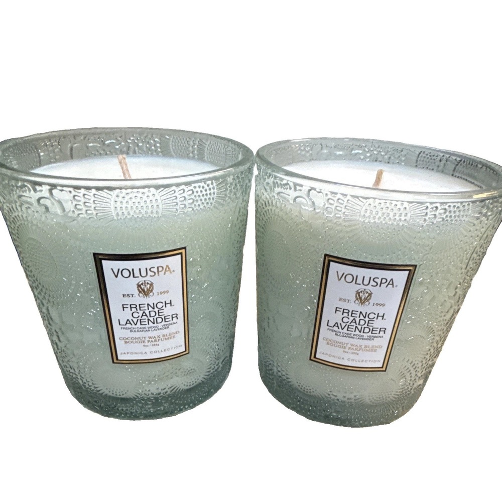 VOLUSPA Japonica French Cade Lavender Scented Glass Jar Candle 9oz, 2 Pack